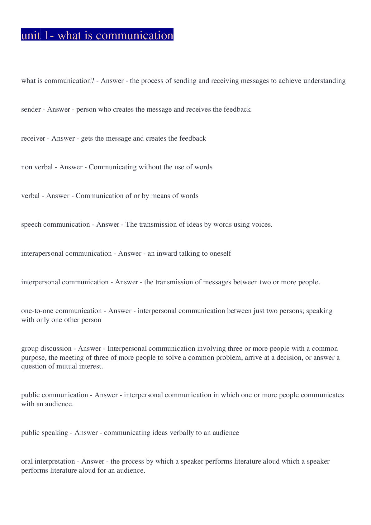 Preview image of unit 1- what is communication document